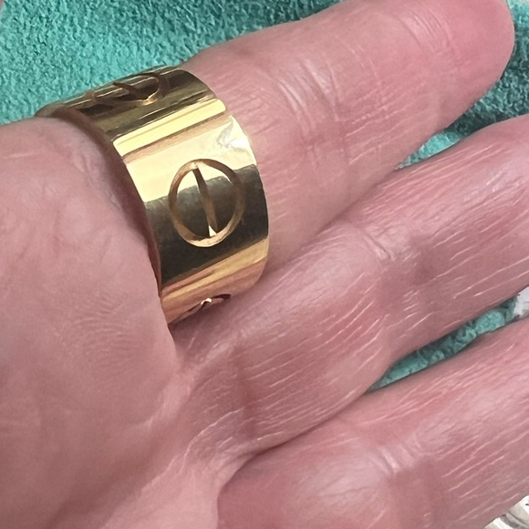 Cartier 18K Yellow GoldWide 11mm Large LOVE Ring size 58 (8.25) Box Cert EUC! - Picture 6 of 16